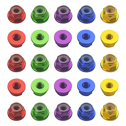 WMYCONGCONG 25 PCS M4 Aluminum Nylon Lock Nuts M4 Flange Nylon Insert Self-Locking Nut for RC Drone FPV Parts