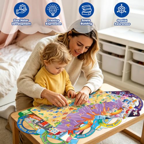 Elfew 6Pack Reusable Sticker Books for Toddlers 2-4 3-5 | 3D Puffy Stickers, 6 Themes, Waterproof, Mess-Free Sticker Activity Book, Travel Toys Birthday Gifts for Boys Girls - color: 3d Reusable Sticker Books