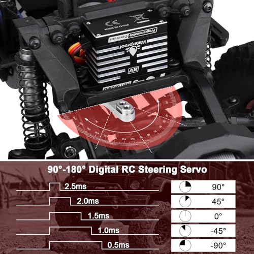 HobbyPark Waterproof 70kg High Torque RC Servo Coreless Motor RC Steering Servos Standard Size Metal Stainless Steel Gears Aluminum Case for 1/8 1/10 RC Crawler Car Truck 180° HV Upgraded Parts