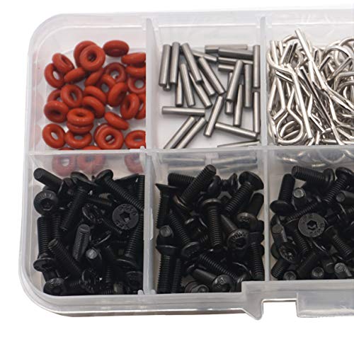 Vgoohobby Special Repair Tools Kit Screws Box Set M3 Flat Washer Body Clips Pins Compatible with Traxxas HSP HPI Redcat Axial 1/8 1/10 RC Car Truck (240/lot)