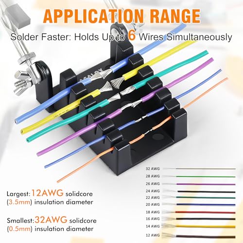 Upgraded Soldering Helping Hands Tool - All-Metal Solidly Wire Holder & Mini PCB Clamp Stand with 2 Adjustable Arms - Heat Resistant Holder for Electronics Repair, RC Splicing (32-12 AWG)