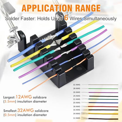 Upgraded Soldering Helping Hands Tool - All-Metal Solidly Wire Holder & Mini PCB Clamp Stand with 2 Adjustable Arms - Heat Resistant Holder for Electronics Repair, RC Splicing (32-12 AWG)