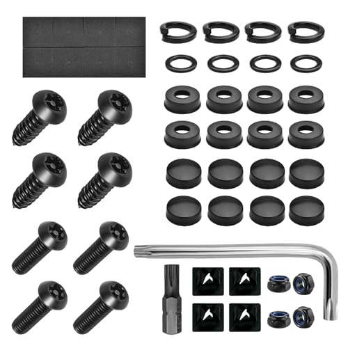 Anti Theft License Plate Screws Kit, M6 (1/4") Tamper Proof Car Tag Frame Mounting Hardware, Rustproof Stainless Steel Security Bolt for Front Rear License Plate Holder