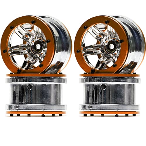4PCS Plastic Plating 2.2 Inch Beadlock Wheel Rim Wheel Parts for 1/10 RC Rock Crawler Car Truck for Axial TRX4 Wraith SCX10 CC01 D90 90046 TF2(Gold) - color: Gold