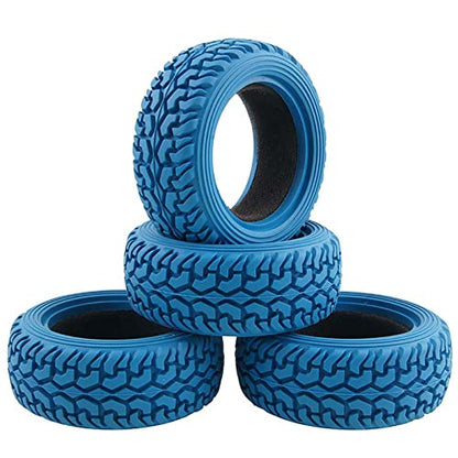 75mm Rubber Tires and 6 Spokes Green Plastic Wheel Rims for 1/10 Scale HSP 94123 HPI Kyosho Tamiya RC On Road Car 1:16 Rally Car (Blue) - color: C, Blue