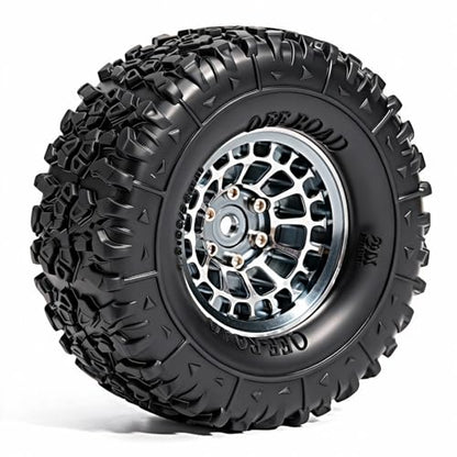 1.3” Aluminum Beadlock Wheels, -4.53mm Offset CNC 7 mm Hex Rims for 1/18 1/24 RC Crawler TRX4M, Axial SCX24 AX24, Redcat Ascent-18, FMS FCX24, 4 pcs, Gray - color: Gray