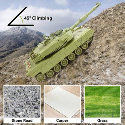 RC Battle Tank Set – Tiger vs M1A2 2.4G 9CH Infrared Shoot Toy for Kids | 2.4G, 1:28, 9 channels, with infrared shoot & life indicator, sound & light, 330° rotating turret, military toy set, for boy.