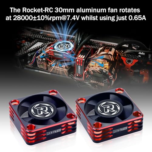 Surpass Hobby RC Cooling Fans 30mm 28000 High RPM RC Motor Fan Only Replacement Fans (Without Motor Heatsink) for 1/8 1/10 1/12 RC Car Truck Buggy Truggy(Black Red) - style: 30mm Black Red