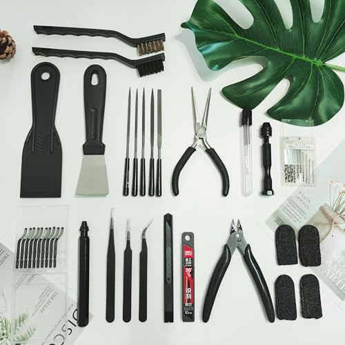 62pcs 3D Printer Tools, 3D Print Accessories Kit Includes Nozzle Cleaning Kit, Deburring Tools, Removal Tools, Needle Files, Brushes, Cutters, Craft Knife, Tweezers, Drills for 3D Prints Finishing - style: 62 Pcs