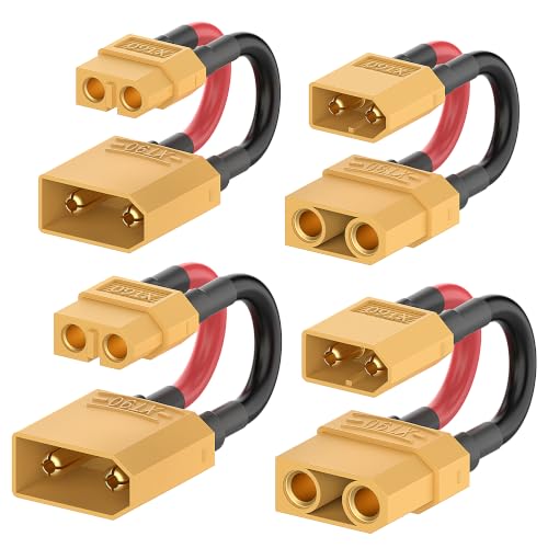 12AWG XT90 to XT60 Adapter XT60 to XT90 Cable (4 Pack) | XT60 to xt90 male female for RC Lipo Battery Drone xt60 male to xt90 female xt90 male to xt60 female - size: XT90-XT60