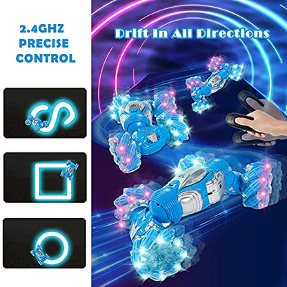 Remote Control RC Cars for Boys, Gesture Sensing RC Stunt Car 6 7 8-12 9 10 11 Year Old Kids Gifts, 4WD Off Road Double Sided Drift Truck, Best Birthday Gift - color: Single Remote Control Stunt Car