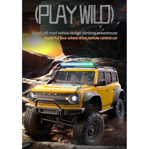 1/16 Scale Full Proportional RC Crawler – 4WD All-Terrain Crawling Off-Road Truck with Metal Chassis and RGB LED Lights, RC Cars for Adults - color: Blue