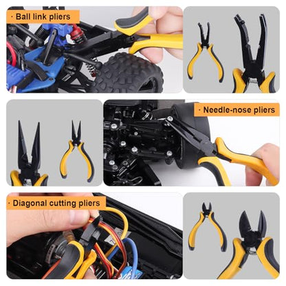 Hobbypark 11 in 1 Professional Multi RC Tools Kits Box Set Hex Driver Allen Keys Screwdriver Pliers Wrench Repair for RC Car Multirotors Airplane Boat