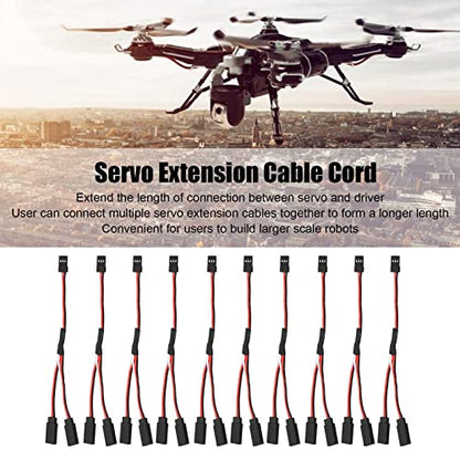 10 Pcs Servo Y Extension Cable for Futaba JR Rc Car Airplanes, 3 Pin Female to Male Wire Connector