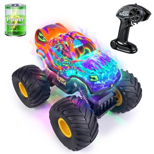 Remote Control Monster Truck with LED Lights, 1:20 Scale, for Boys Age 4-7