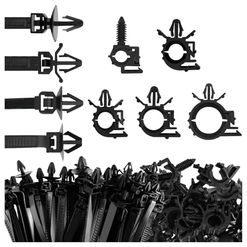 130PCS Car Wire Loom Clips,5 Sizes Wire Harness Clips Assortment Kit for Auto Repair/Modification,Universal Wires Loom Clamps Secure Routing for Door/Dashboard/Engine Bay
