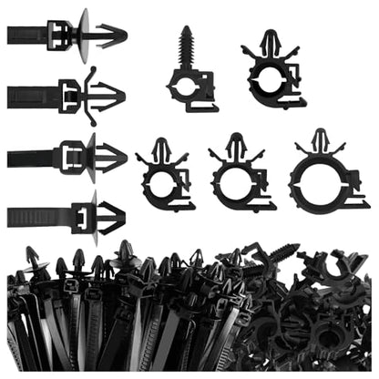 130PCS Car Wire Loom Clips,5 Sizes Wire Harness Clips Assortment Kit for Auto Repair/Modification,Universal Wires Loom Clamps Secure Routing for Door/Dashboard/Engine Bay
