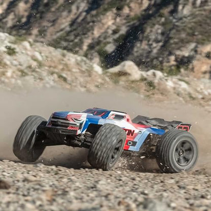 ARRMA RC Truck 1/8 KRATON 4X4 6S BLX BRUSHLESS V6 Speed Truck RTR (Lipo Battery and Charger Not Included) (Blue/Red), ARA8608V6T4 - color: Blue/Red