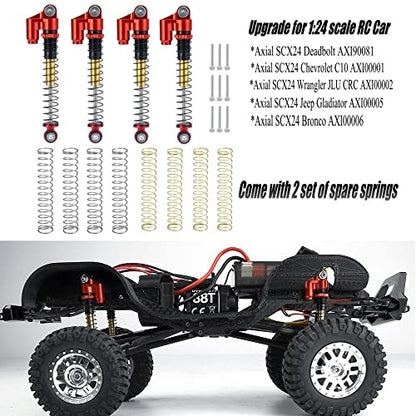 RCLIONS RC Shocks 48mm Adjustable Absorber Damper for 1:24th Axial SCX24 AXI90081 Deadbolt AXI00001 AXI00002 JLU CRC RC Crawler Car Upgrades - color: Titanium