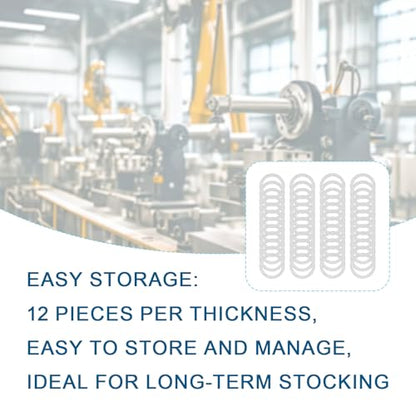 M12x16mm Thin Shim Washer Set for Mechanical DIY,48pcs 304 Stainless Steel | Precision spacer set with 0.1,0.2,0.3,0.5mm thicknesses,12 pcs each,for M12 bolts,electronics and component alignment - size: M12x16