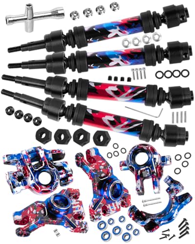 RC Aluminium Upgrades Part Caster Block,Steering Blocks,Stub Axle Carriers,Drive Shaft for 1/10 Slash/Rustler/Stampede/Jat0 4x4 4WD VXL,CVD/Axles/DriveShaft Hops Up,Colorful - color: Colorful-(for 1/10）
