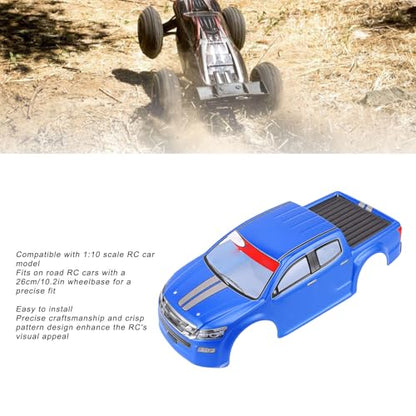 Drfeify 1/10 RC Car Shell, PVC Remote Control Truck Body Shell Cover Spare Part for 26cm Wheelbase (Blue) - color: Blue