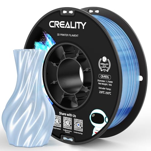 Official CREALITY PETG 3D Printer Filament 1.75mm 1KG ClearlightBlue | High Precision Strong Toughness, Odorless Better Flow Moistureproof 3D Printing Ender Filament - color: Petg-1kg Clearlightblue, size: 1.75 mm
