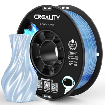 Official CREALITY PETG 3D Printer Filament 1.75mm 1KG ClearlightBlue | High Precision Strong Toughness, Odorless Better Flow Moistureproof 3D Printing Ender Filament - color: Petg-1kg Clearlightblue, size: 1.75 mm