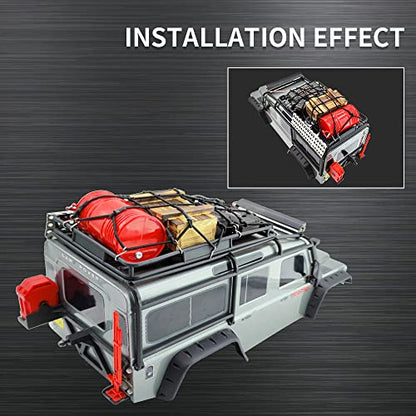 GLOBACT 10 Pcs RC Crawler Accessories Roof Decoration for 1/10 RC Crawler | Luggage Net, Oil Drum, Wood Box, Fuel Tank, Recovery Board, Toolbox, Shovel