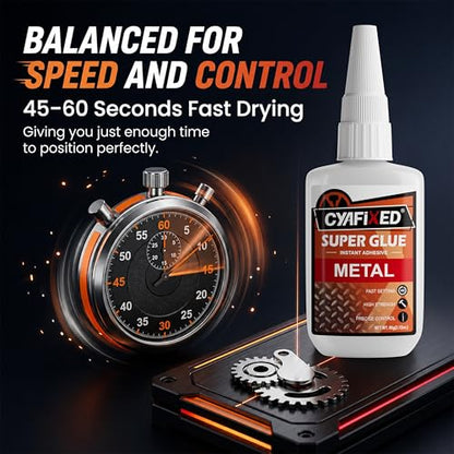 Metal Super Glue Heavy Duty 2oz Clear CA Glue for Metal Stainless Steel Aluminum Brass Jewelry, Instant Cyanoacrylate Adhesive Bonding High Strength Superglue Liquid with Precision Tip Waterproof - size: 2 oz, style: Metal