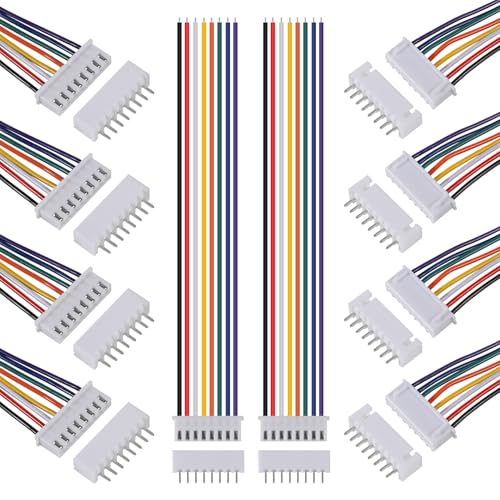 10Pairs JST Connector Kit, XH 2.54mm 8 Pin Header Male and Female Connectors Plug Adapter with Flat Wire Cable 200mm 26AWG Compatible with JST XH (8P) - color: 8P