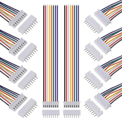 10Pairs JST Connector Kit, XH 2.54mm 8 Pin Header Male and Female Connectors Plug Adapter with Flat Wire Cable 200mm 26AWG Compatible with JST XH (8P) - color: 8P