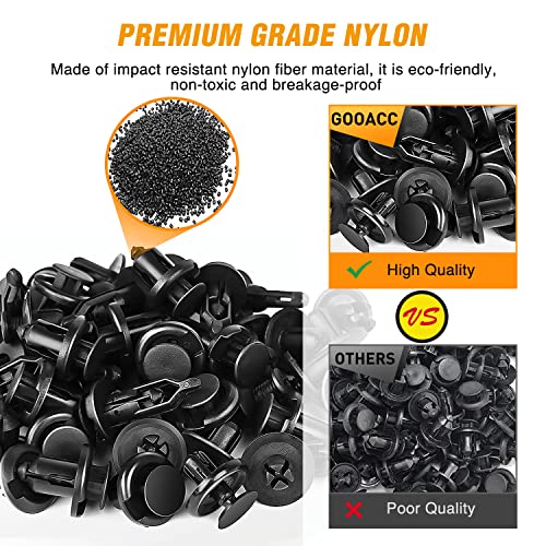 GOOACC 120PCS Car Bumper Push Retainer Clips & Nylon Fasteners Rivet Kit 6mm 7.6mm 8mm 8.8mm 10mm Door Trim Panel Clips , 1PC Fastener Remover, Black - color: 120Pcs Clips + Remover