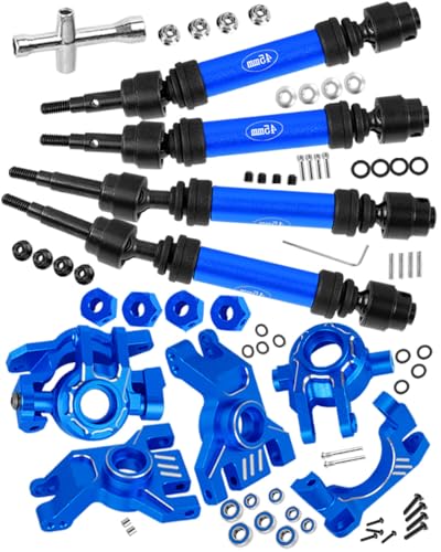 RC Aluminium Upgrades Part Caster Block,Steering Blocks,Stub Axle Carriers,Drive Shaft for 1/10 Slash/Rustler/Stampede/Jat0 4x4 4WD VXL,CVD/Axles/DriveShaft Hops Up,Navy Blue - color: Navy Blue-(for 1/10）