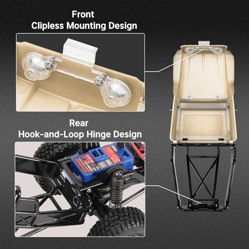 for TRX4M for Defender for Bronco 1/18 RC Crawler Car Upgrades Parts IR40 Hard Body Shell with Cage RC Car Parts(Beige) - color: Beige