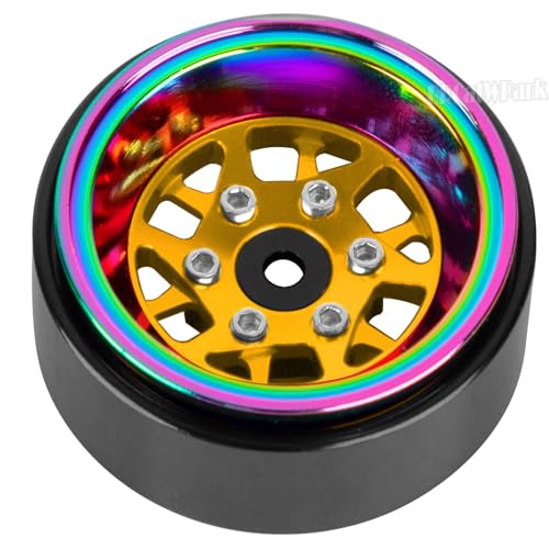 RC 1.3 Beadlock Wheel Rims for 1/18 TRX4M 1/24 SCX24 RC Crawler Car,Aluminum Alloy Beadlock Wheel Rim Hub,4Pcs RC Off Road Buggy Rally Truck Car Wheels Rims,Yellow - color: Yellow - (1.3 Beadlock Rims)