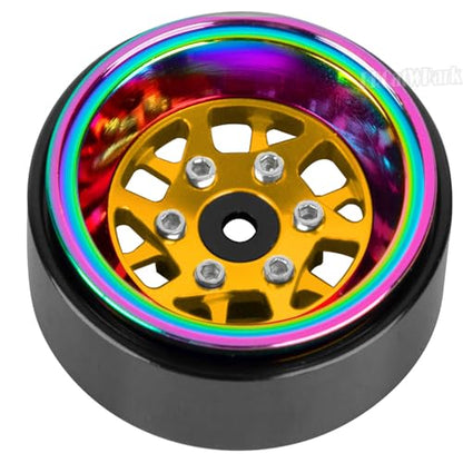 RC 1.3 Beadlock Wheel Rims for 1/18 TRX4M 1/24 SCX24 RC Crawler Car,Aluminum Alloy Beadlock Wheel Rim Hub,4Pcs RC Off Road Buggy Rally Truck Car Wheels Rims,Yellow - color: Yellow - (1.3 Beadlock Rims)
