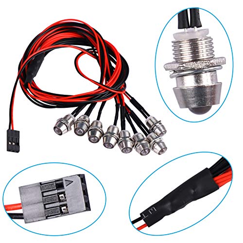 RC Scale Crawler Led Light Kit, RC SC Car Headlights and Taillight Combo for 1/10 Slash RC Truck SCX10 GEN7 Crawler, 1-Set
