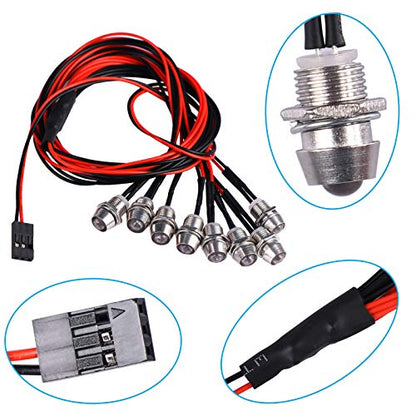 RC Scale Crawler Led Light Kit, RC SC Car Headlights and Taillight Combo for 1/10 Slash RC Truck SCX10 GEN7 Crawler, 1-Set