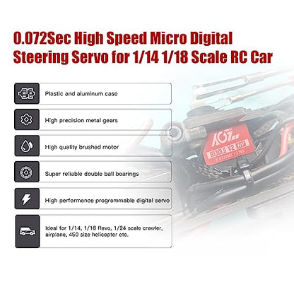 AGFRC B13DLS V2 0.072s Titanium Gear Sub-Micro RC Servo | 8.4V HV, 2.7kg Torque, Dual Ball Bearings, Programmable, 180° Angle, for 1/14-1/24 RC Cars, Crawlers & Planes