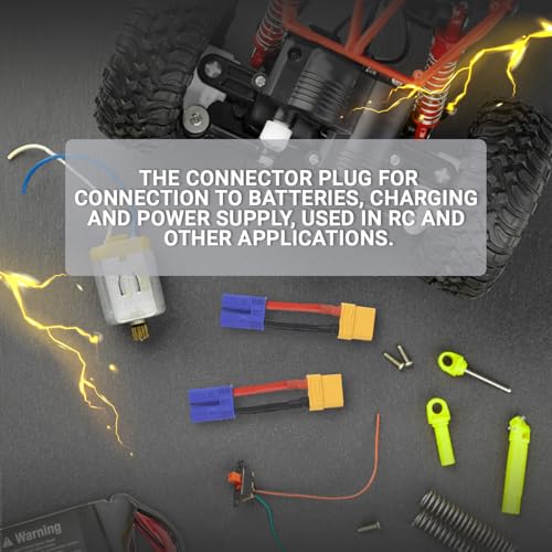 TMH 3 Pcs Female XT90 to Male EC5 Adapter Connector Plug with Silicone Wire 14 AWG, 5CM Cable for RC LiPO Battery FPV Drone Charger ESC