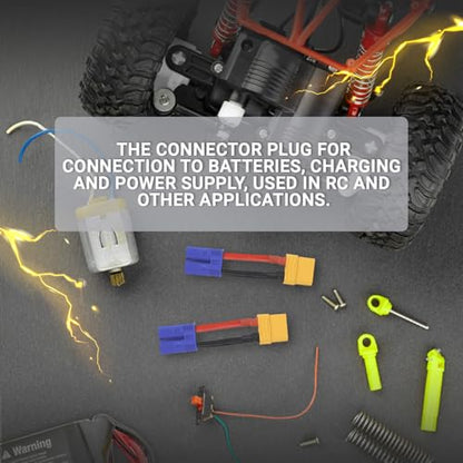 TMH 3 Pcs Female XT90 to Male EC5 Adapter Connector Plug with Silicone Wire 14 AWG, 5CM Cable for RC LiPO Battery FPV Drone Charger ESC