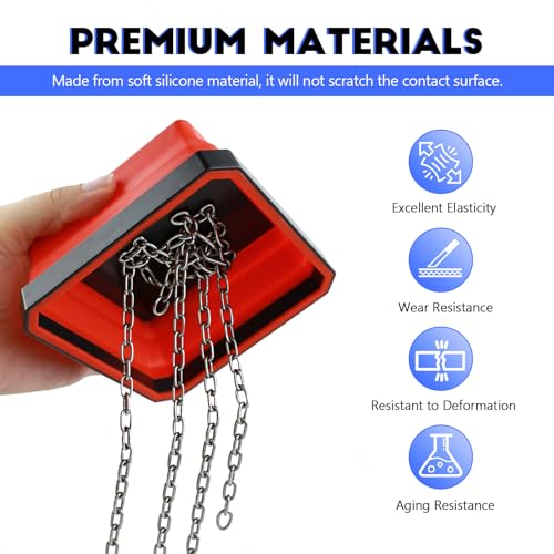 Collapsible Magnetic Parts Tray, 4.5 Inch Square Silicone Tray Holder with Double-Sided Magnetic Base, Foldable Tool Trays for Screw Bolts Nuts Pins Small Parts, Car Accessories (Red) - color: Red