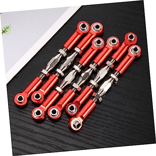 6pcs Adjustable Turnbuckle Rod Linkage Aluminum CNC Machined for Rc Car Easy to Install Scale for Upgrade - color: Red