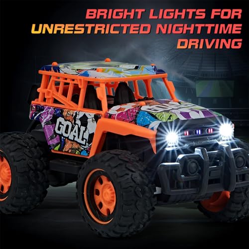 1:20 All Terrain Rc Car Toys, 20km/H Fast Off-Road Vehicle With 2.4 Ghz Remote Control, Outdoor Off Road Hobby Rc Truck With Night-Lights, Electric Vehicle For Kid, Boys, Beginner, Adults(Soccer )
