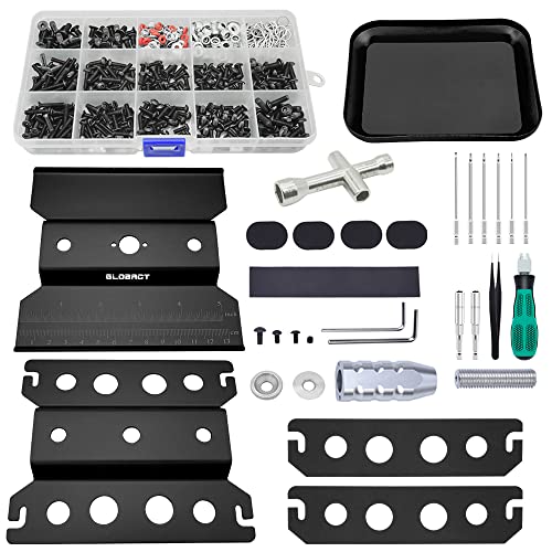 GLOBACT RC Car Repair Work Stand Repair Tool Set 360 Degree Rotation and 521 PCS RC Screws Kit and RC Screwdrivers and Screws Pallet Kit for 1/8 1/10 1/12 1/16 1/18 RC Car Truck Crawler (Black) | RC Work Stand, RC Repair Tool, 360 Degree Rotation - color: