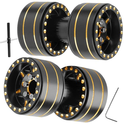 1.0 Beadlock Wheel Rims with Adjustable Offset for 1/18 Trx4m,1/24 SCX24 RC Crawler Car,RC Brass 1.0" Dually Beadlock Wheels Rims,RC Truck 7mm Hex Wheels Rims,4pcs