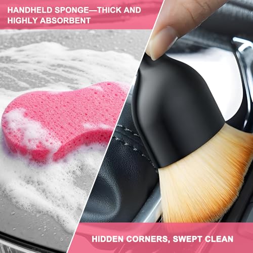 6 PCS Car Detailing Brush Set, Ultra Soft Bristles Auto Cleaning Brush Kit, Scratch-Free Exterior Interior Detailing Brushes for Wheels Air Vents Leather Seats, Car Accessories