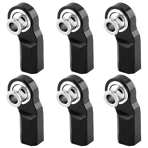 6Pcs Vgoohobby Metal M3 Tie Rod End Bend Ball Head Holder Link Compatible with Axial SCX10 Traxxas TRX4 Tamiya CC01 Axial SCX10 1/10 RC Car (Black) - color: Black