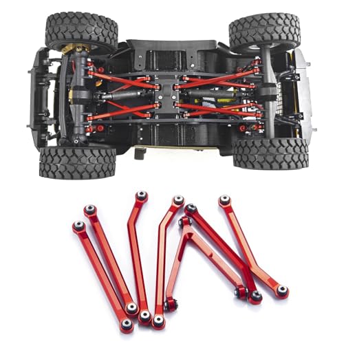 7PCS/Set Aluminum High Clearance Chassis Links Suspension Linkage Set Compatible with 1/24 Axial SCX24 AXI00001 AXI00002 AXI00006 Upgrades (Red) | 7PCS/Set High Clearance Chassis Links Compatible with 1/24 Axial SCX24 AXI00001 AXI00002 AXI00006 Upgrades (
